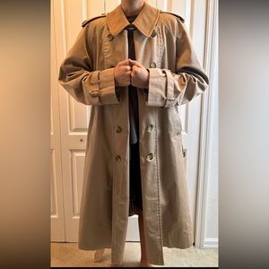 Burberry Harrods 44R Double Breasted Trench Coat Nova Check Wool Camel Liner